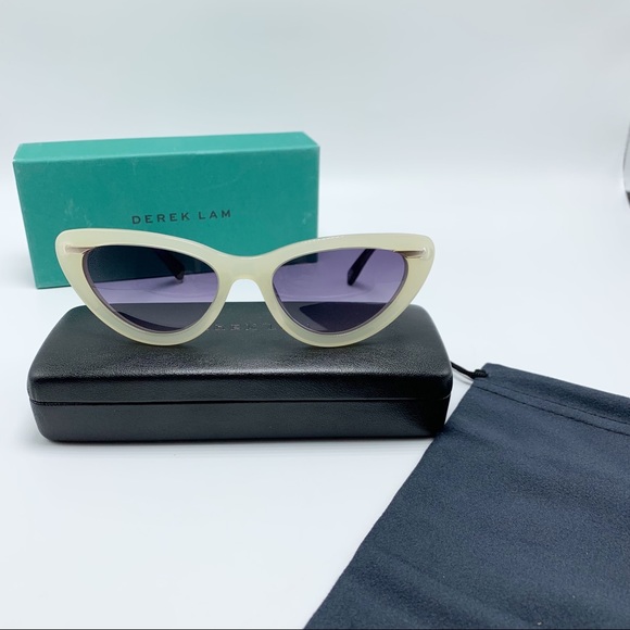 ❗️LAST PAIR❗️ Derek Lam Doris Cat Eye Sunglasses in Ivory & Navy - Picture 2 of 12